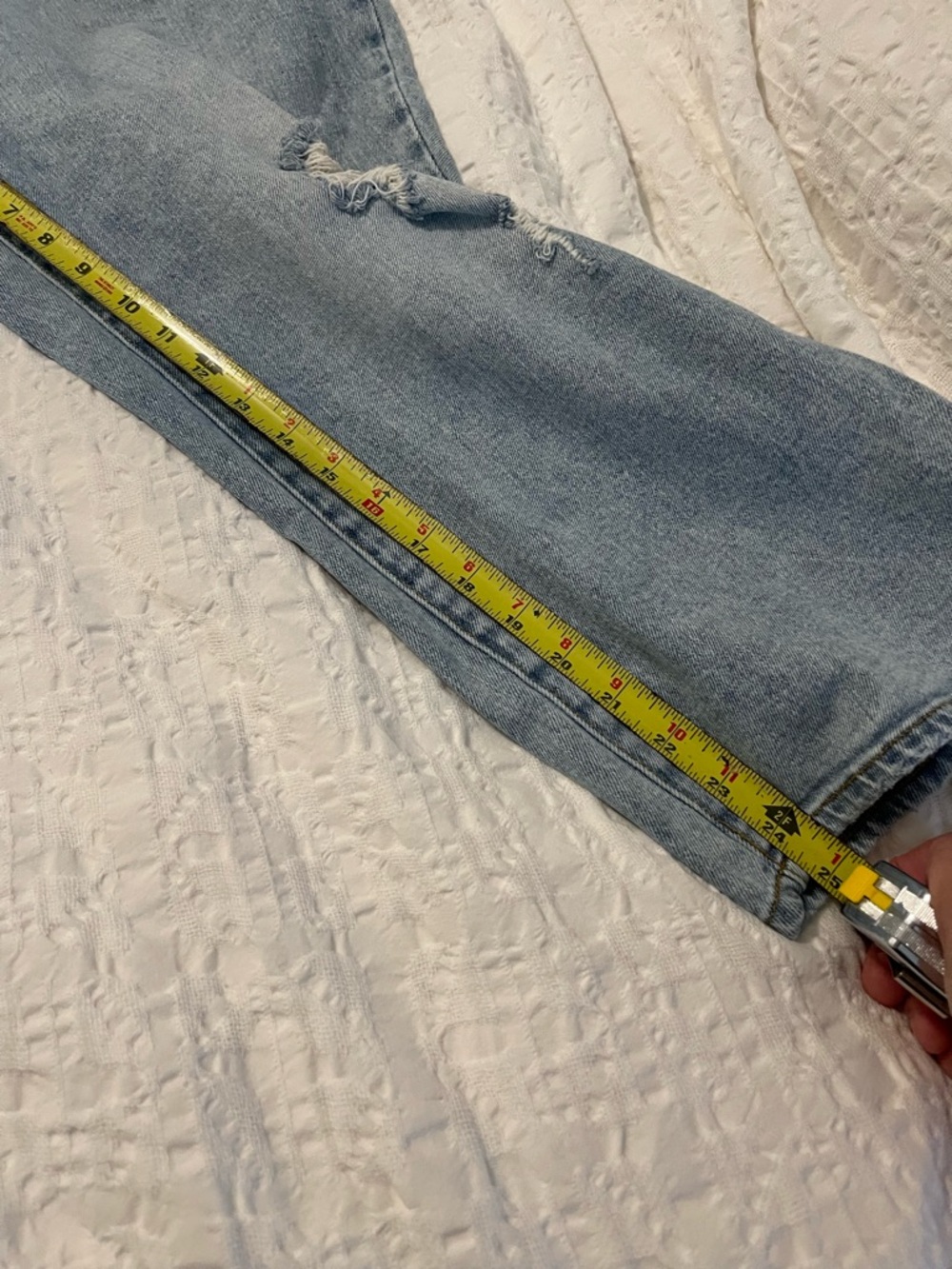 Wonderly vintage straight cropped distressed baggy fit jeans sz 16w light wash - Picture 6 of 6